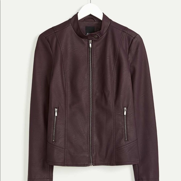 Faux Leather Moto Jacket - Plum colour *Mint Condition* - Picture 3 of 5